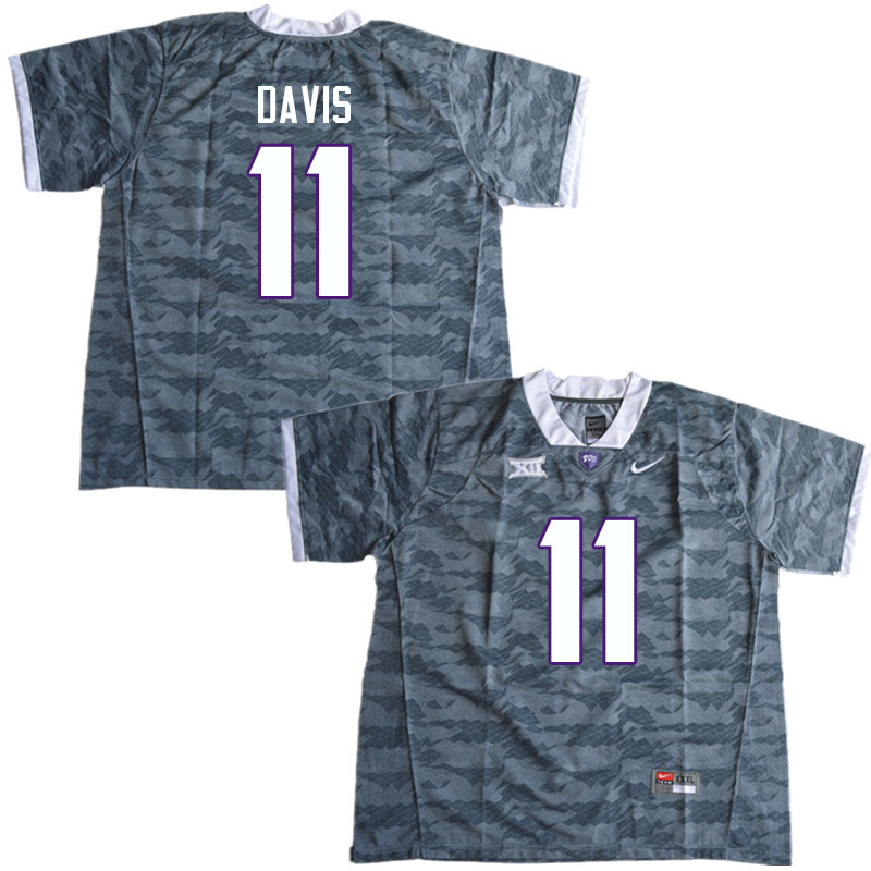 Men #11 Derius Davis TCU Horned Frogs College Football Jerseys Sale-Gray - Click Image to Close